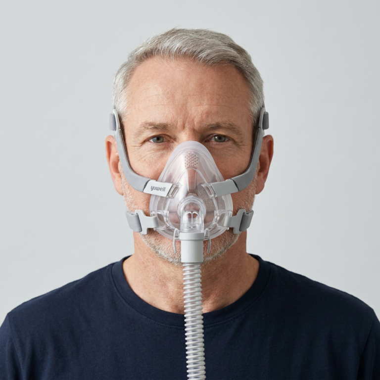 Korisnik s full-face CPAP maskom — ResMed AirFit F20